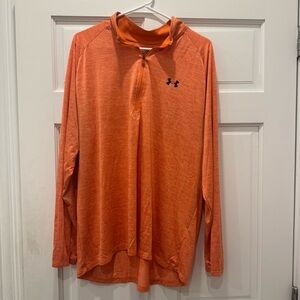 Under Armour Bright Orange Quarter-Zip Long Sleeve Drifit Workout Loose Top XXL